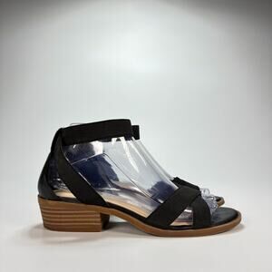 Sole Society So Sefraya Black Block Heels Ankle Strap Sandals Womens Size 6.5M